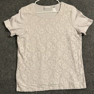 Alfred Dunner White Lace Short Sleeve Top